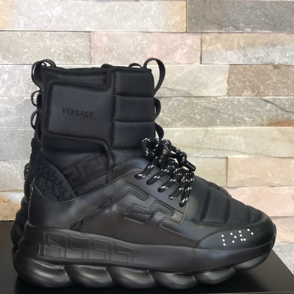 🎁 Versace Men's Chain Reaction High Top Sneakers Boot - Picture 2 of 9